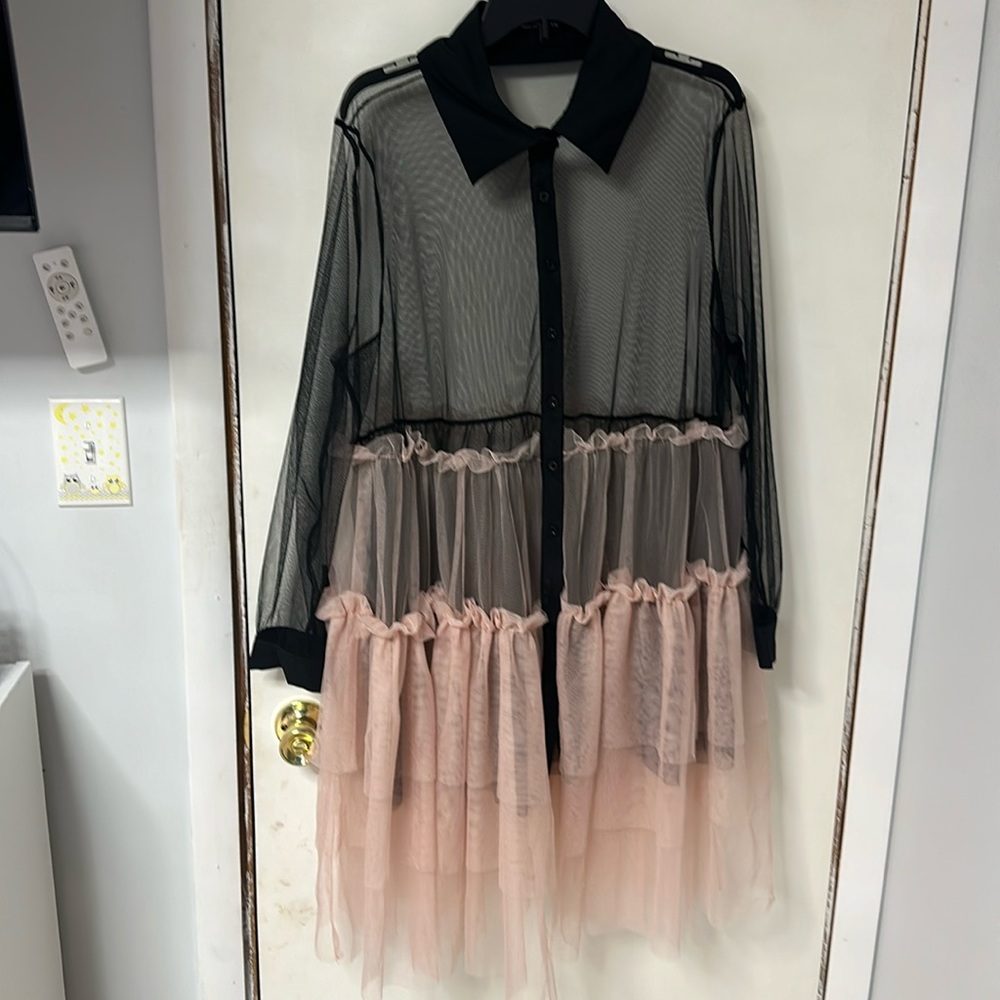 Shein sheer button down dress